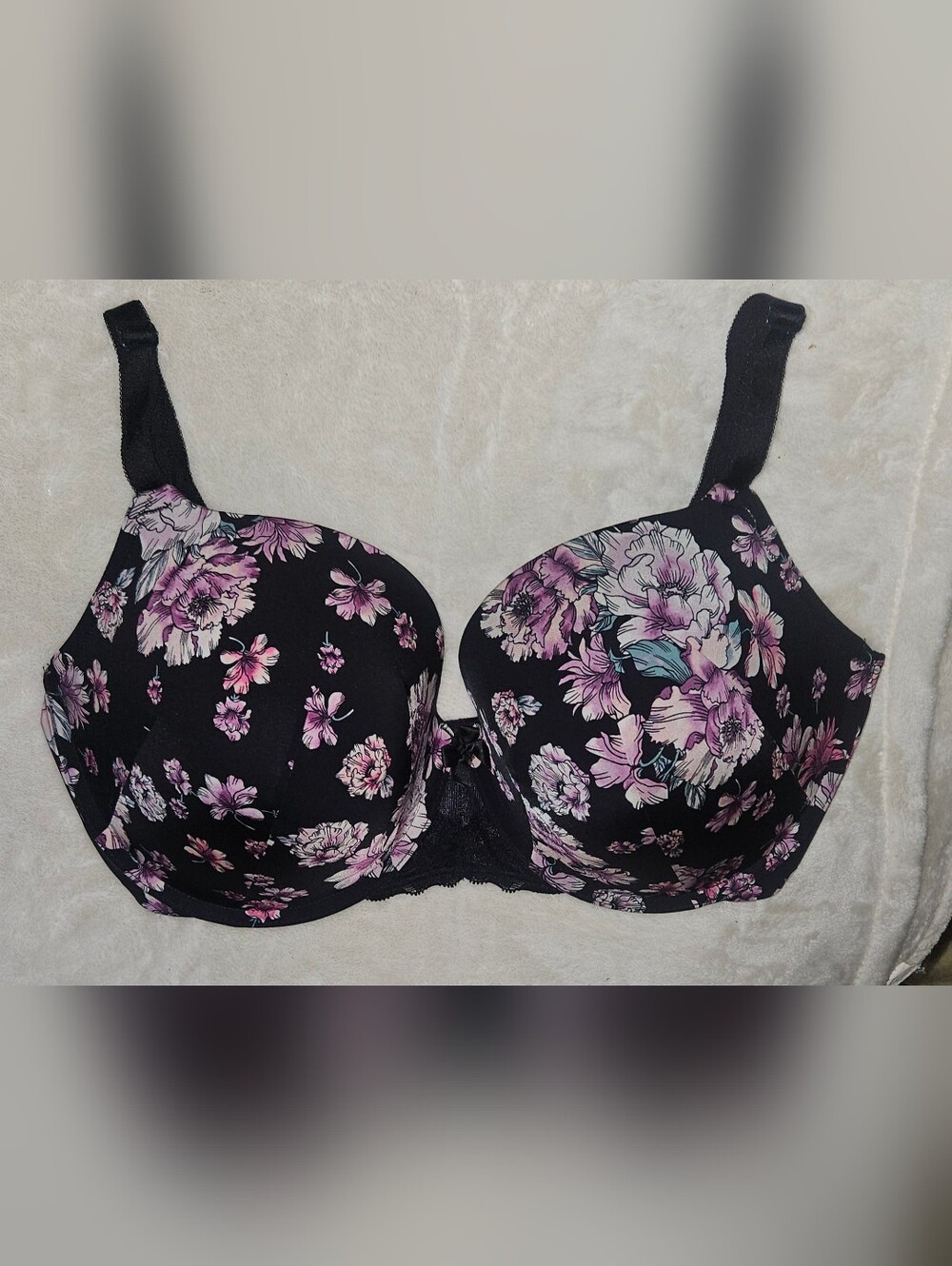 Torrid Black Underwire Bra - Black with Pink Floral Size 42D